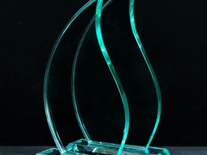 A flame style glass award from Awards By Hammond